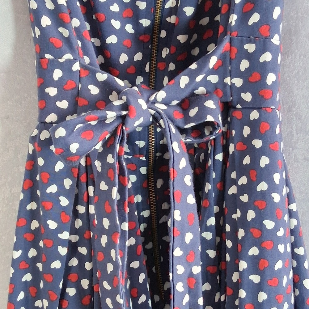 Closet London Mini Dress Navy Blue Red White Hearts Pattern Fit Flare Zipper 8 - Picture 4 of 9